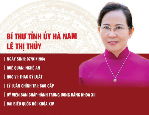 Đồng chí Lê Thị Thủy tái đắc cử chức vụ Bí thư Tỉnh ủy Hà Nam